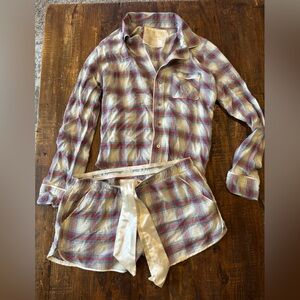 Abercrombie & Fitch Red and Gray Plaid PJ Set